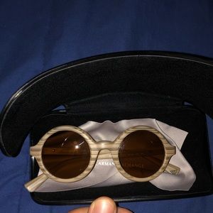 Emporio Armani round wood grain Sunglasses